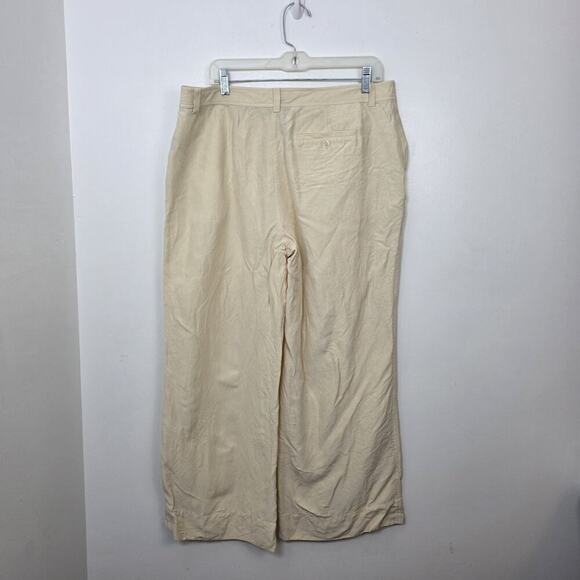 Lauren Ralph Lauren Butter Yellow Silk Linen Wide Leg Beachy Pants Size 14 - Picture 7 of 8